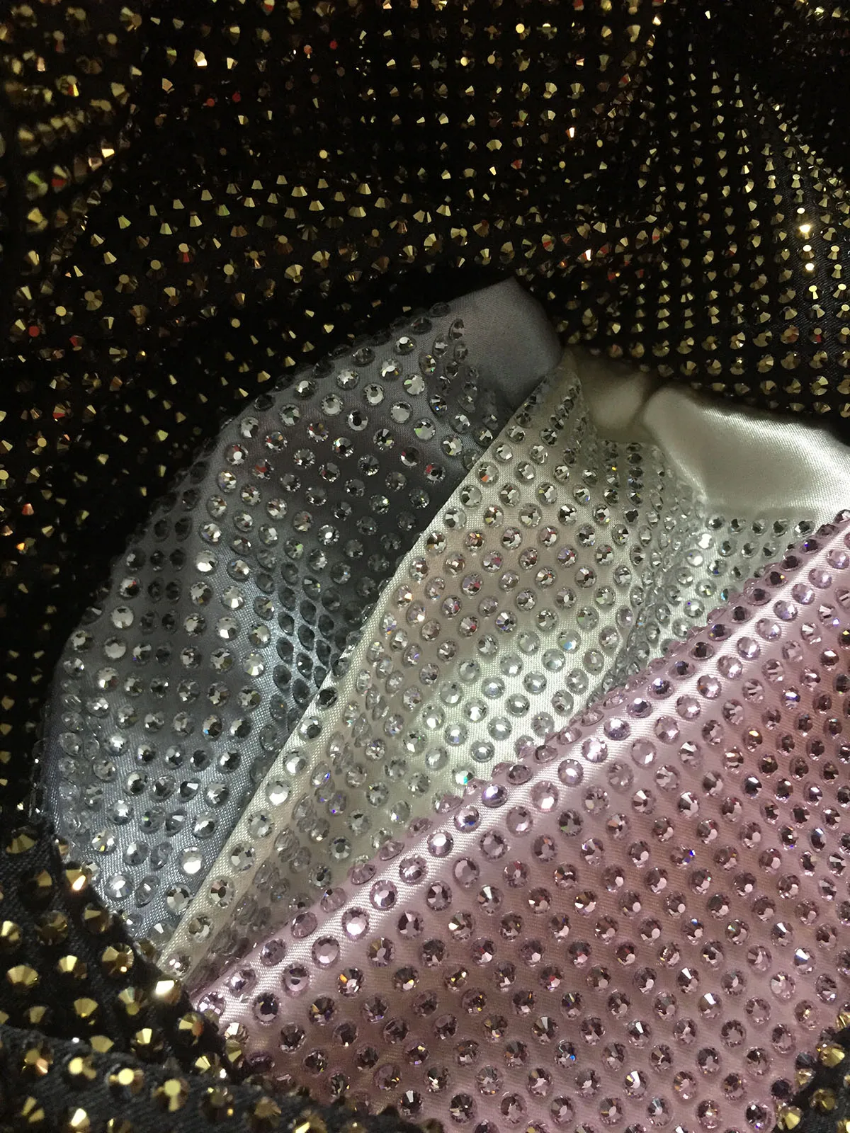 Crystallized Rhinstone Strass Customized Diamond Textile Fabric High Quality Crystal Spandex Elastic Stretchy Satin Party Dress