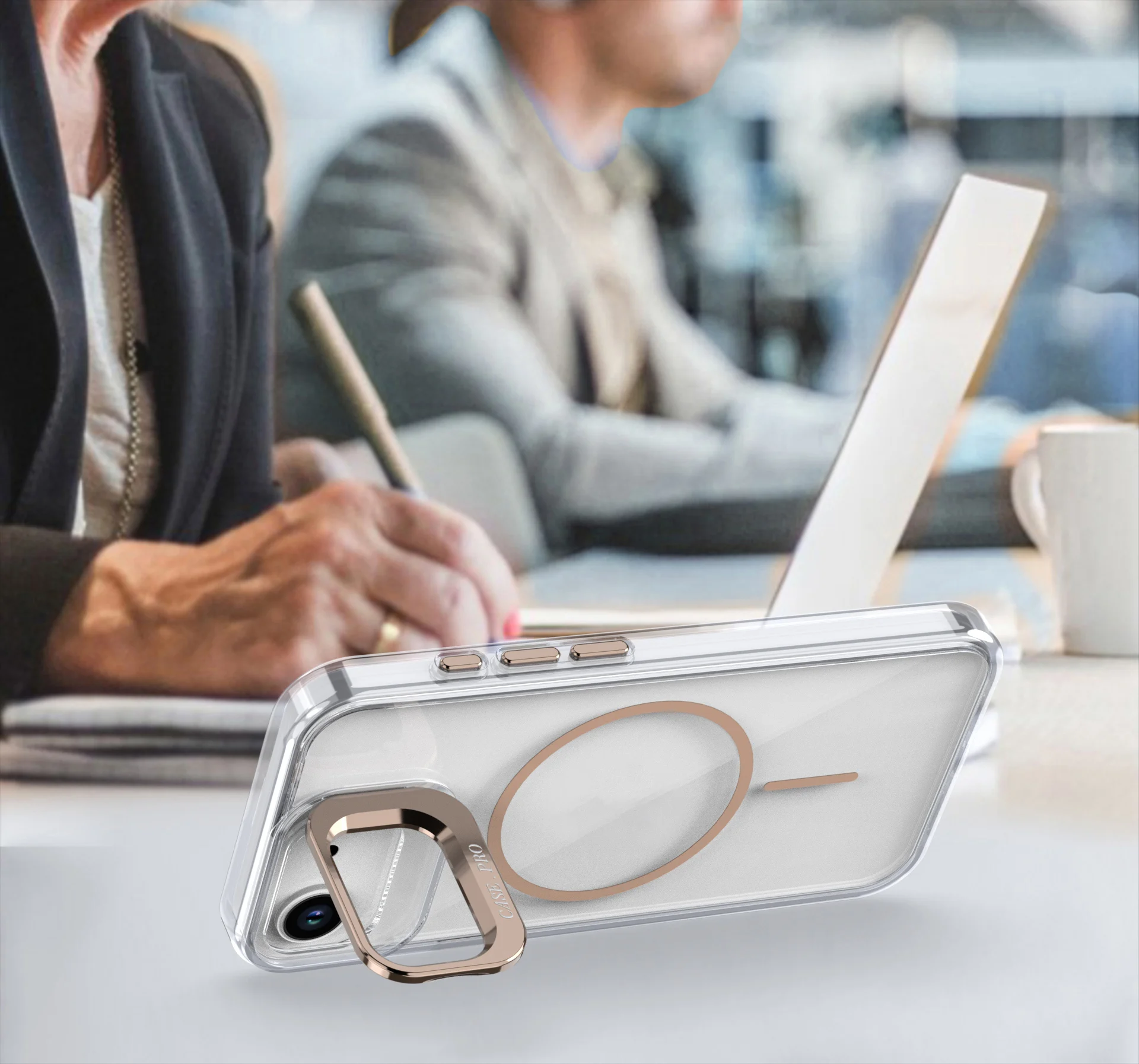 Casing Pengisi Daya Nirkabel Magsafe Mewah Brack Logam Lensa untuk iPhone 16 15 14 13 12 Pro Max Plus 16E Penutup Transparan Tahan Benturan