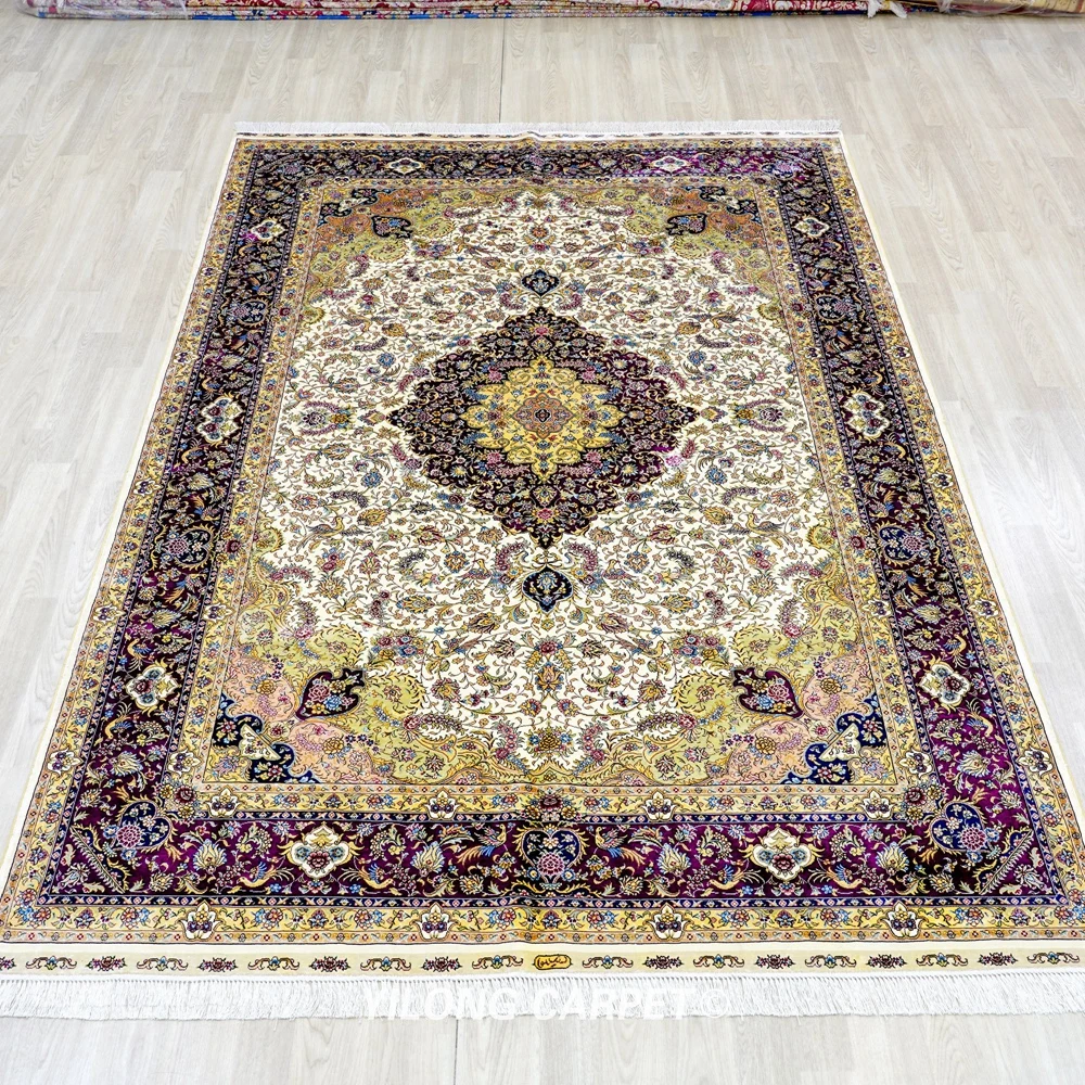 6'x9' Hand Knotted Silk Carpet Vantage Traditional High Quality Purple Persian Rugs (TJ483A)