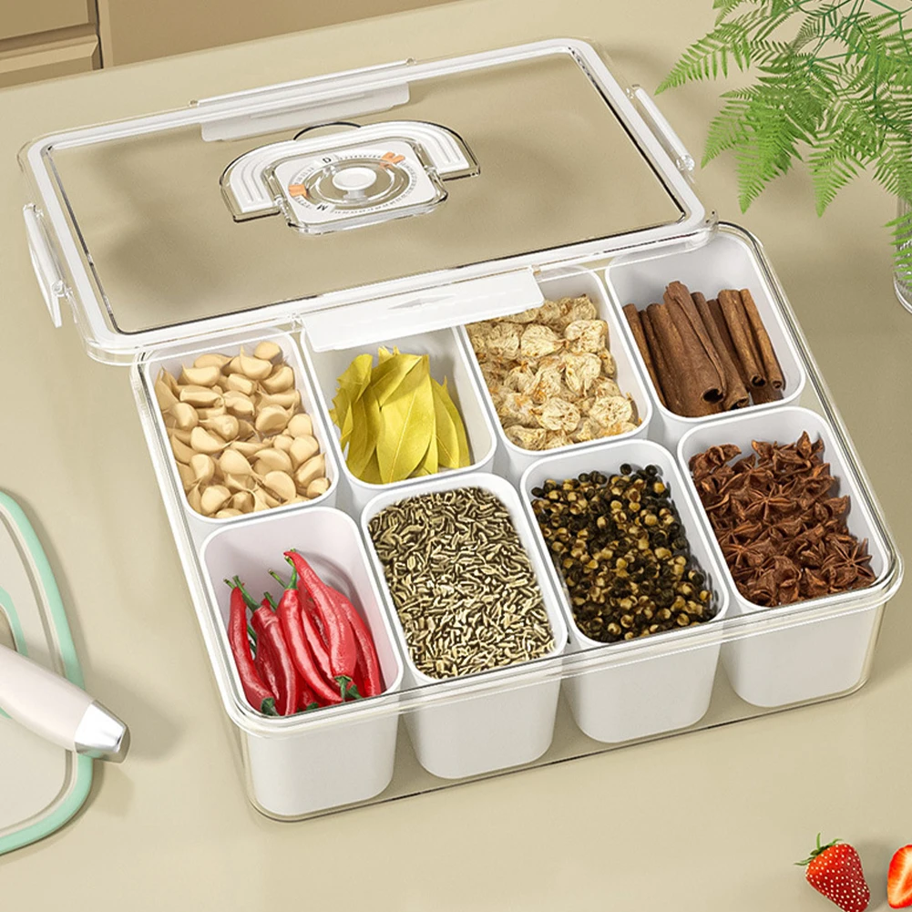 Divided Serving Tray With Lid Snackle Box Refrigerator Organizers Portable Food Storage Charcuteries Containers Lunch Containers