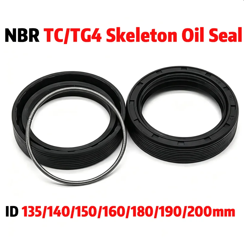NBR TC/FB/TG4 Oil Seal ID 135/140/150/160/180/190/200mm Nitrile Rubber with Metal Skeleton Shaft Double Lip Sealing Gaskets Ring
