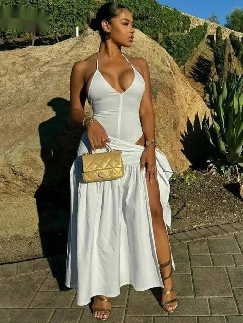 

Элегантный женский комплект, боди без рукавов на бретелях + длинные юбки, осенний спортивный костюм, сексуальный комплект с завязками, комплект из двух предметов, наряды