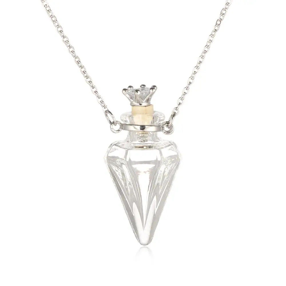 Keepsake Water Drop Heart Steel Chain Perfume Jewellery Glaze Vial  Memorial Jewelry Essential Oil Pendant