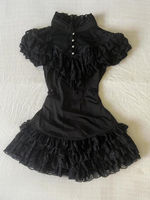 Goth 2Piece Set Y2k Slim Lace Sweet Womens Dresses Short Sleeve Button Party Dresses Harajuku Korea 90s Emo Grunge Summer Lolita