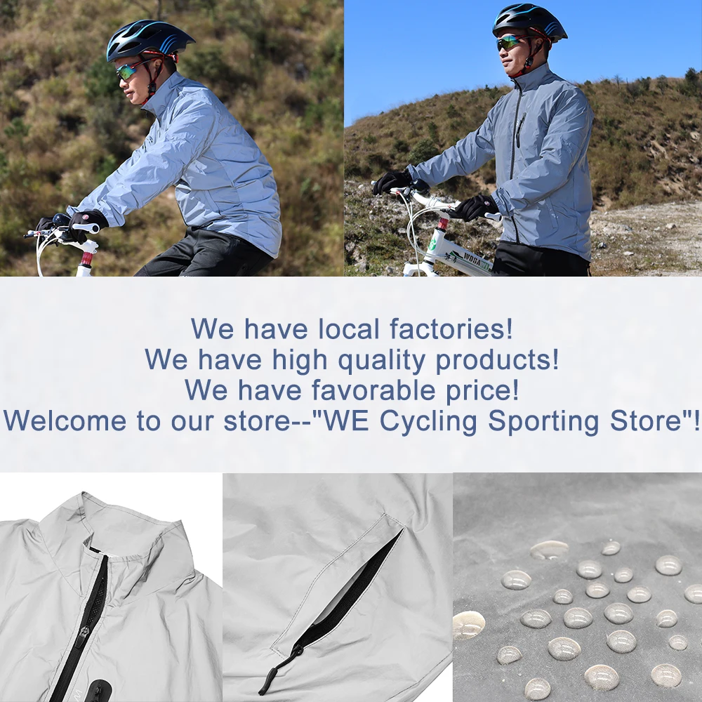 WOSAWE-Chaqueta de ciclismo totalmente reflectante para hombre, abrigo para primavera y otoño, cortavientos para bicicleta, chaqueta impermeable