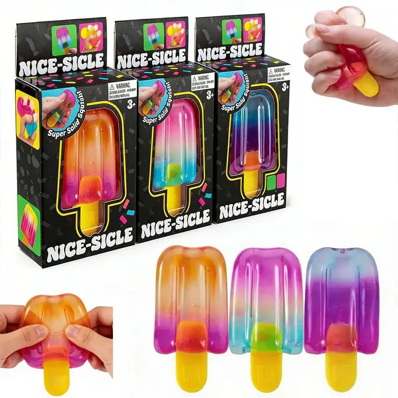 Squishy Stress Relief Cube Toy 1Pcs Sensory Ice Cream for Office Focus Kids Calming School Game Fun