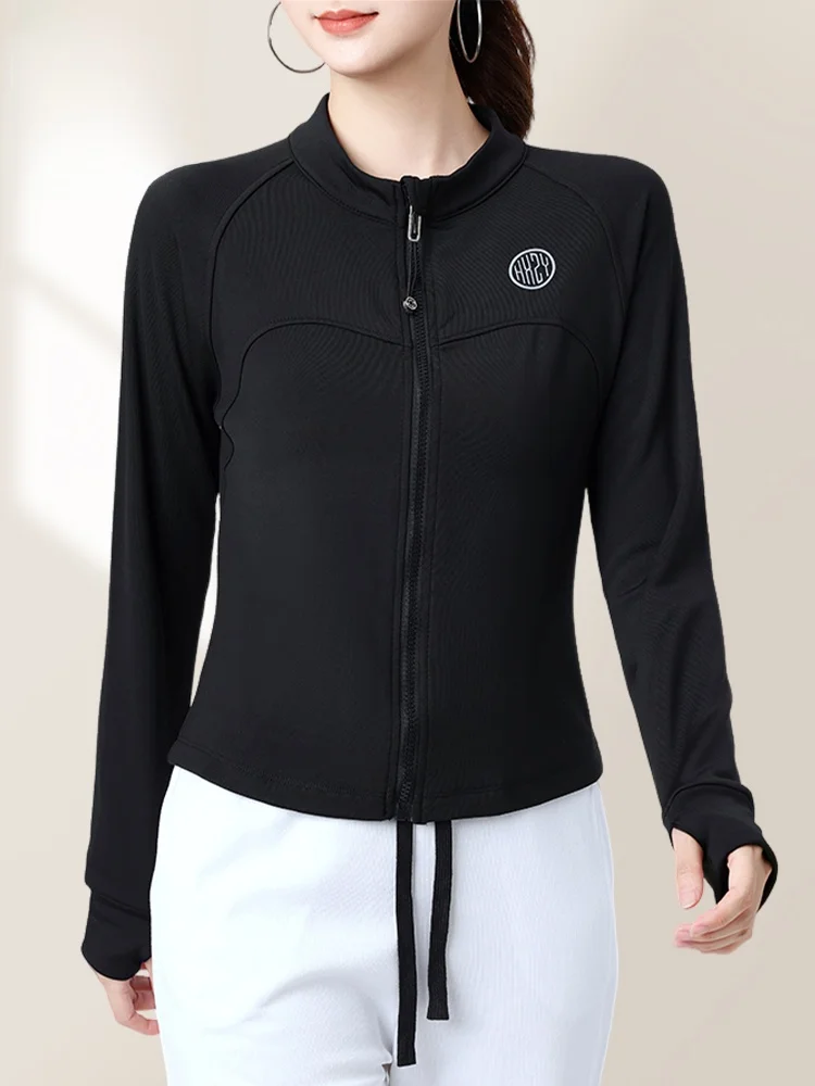 

Новая женская спортивная куртка Slim Fit для осени и зимы: быстросохнущая, с длинным рукавом, на молнии, для бега, фитнеса и йоги, повседневная, модная