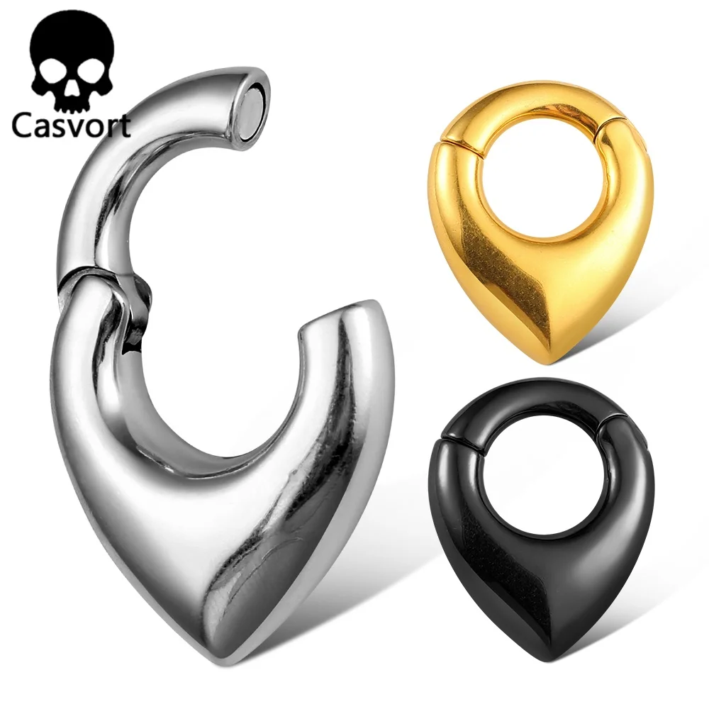 Casvort 2 Stück Minimalistische Tropfenförmige Ohrgewichte Ohrhänger Ohrstecker aus 316 Edelstahl Piercing Körperschmuck für Frauen 2G 6mm