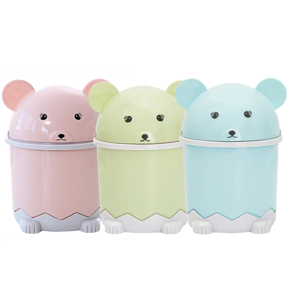 

3Pcs Flip Trash Can Desktop Small Counter Garbage Bin ABS Mini Office Waste Paper Basket Kitchen Living Room Bedroom Storage