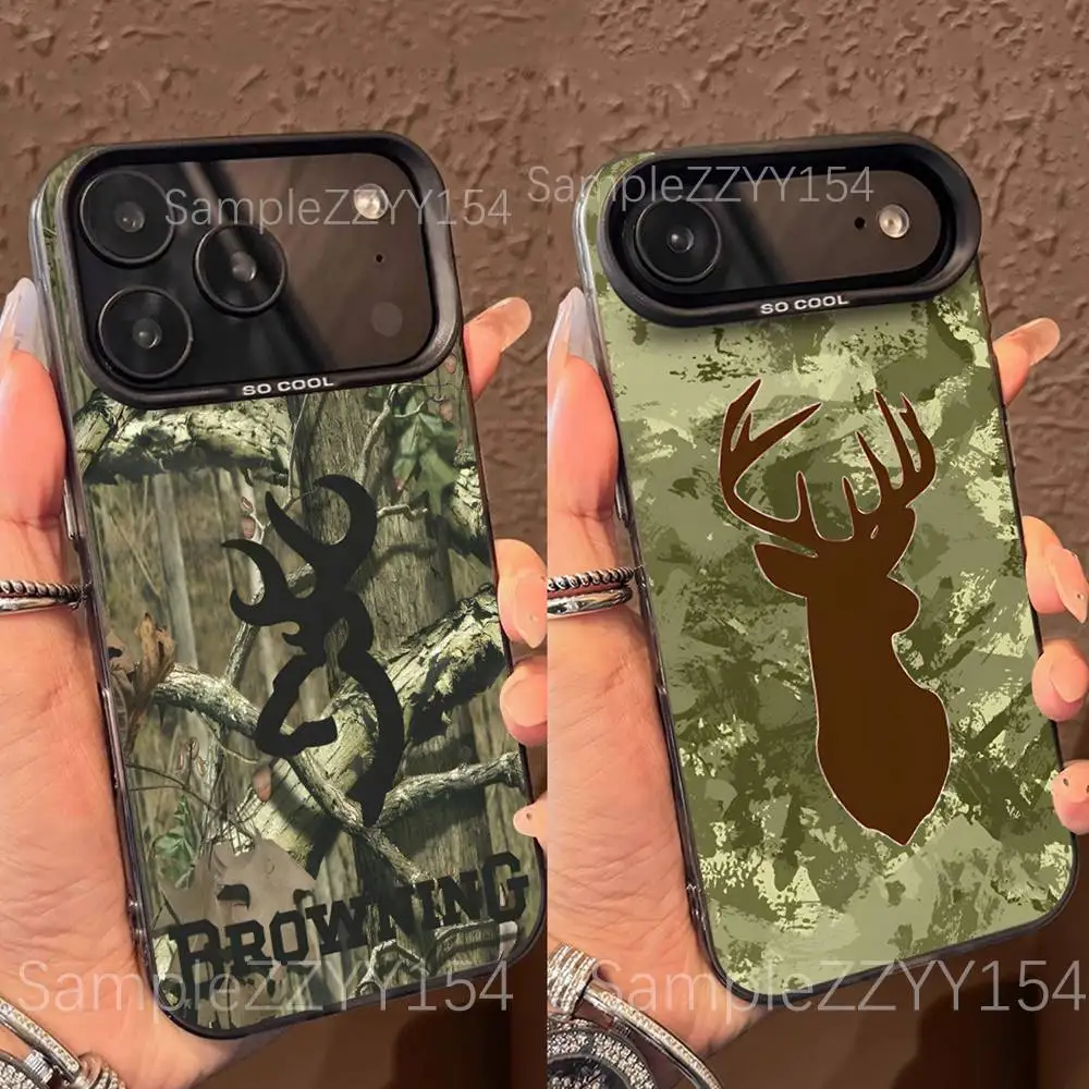 

Cool B-BrowningS Huntings Phone Case For IPhone 15,16,17,13,14,11,12,Pro,Max,Plus,E,Air,Mini Gray Matte Shockproof IMD Cover