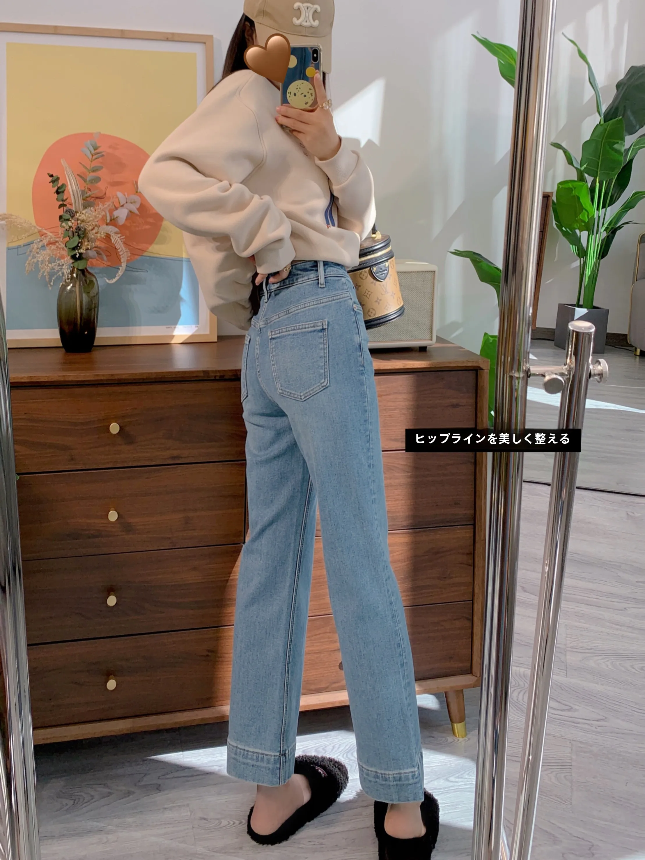 

Faan Xiaofan High Waist Flared Jeans Women's Thickened Fleece Lined Straight Leg Light Blue Jeans Trendy Winter Cotton Stretc...
