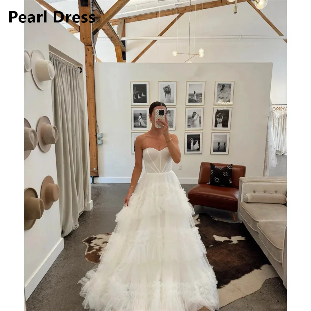 

Pearl Wedding Dress Prom Dresses 2024 Women Leaky Shoulders Gauze Long Evening Dresses for Special Occasions Custom Made Line A