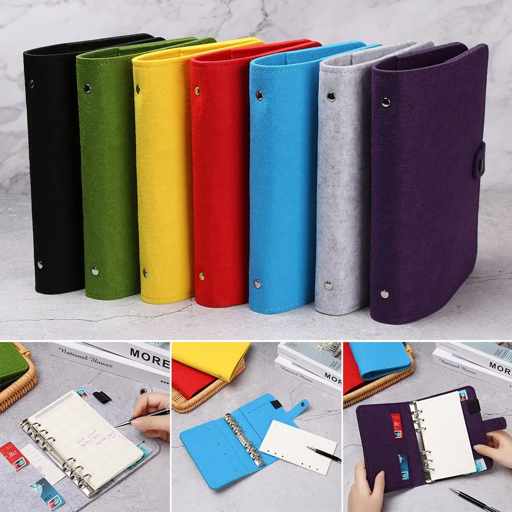 portatil feltro shell notebook ring binder viagem diario papelaria moda a5 a6 01