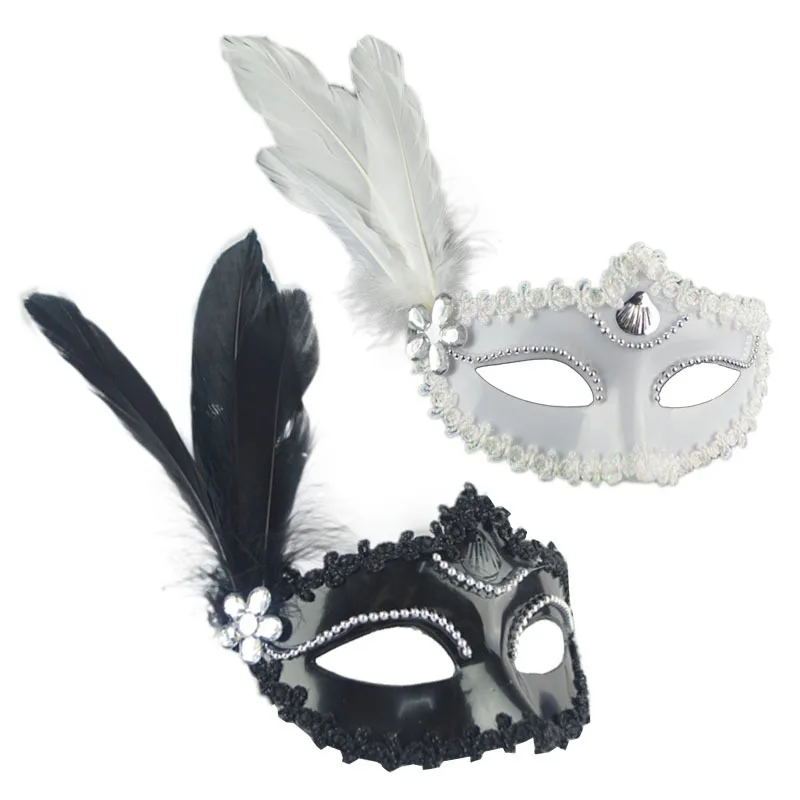 Halloween Party Holiday show dress up Venetian white princess mask Eye mask Feather mask