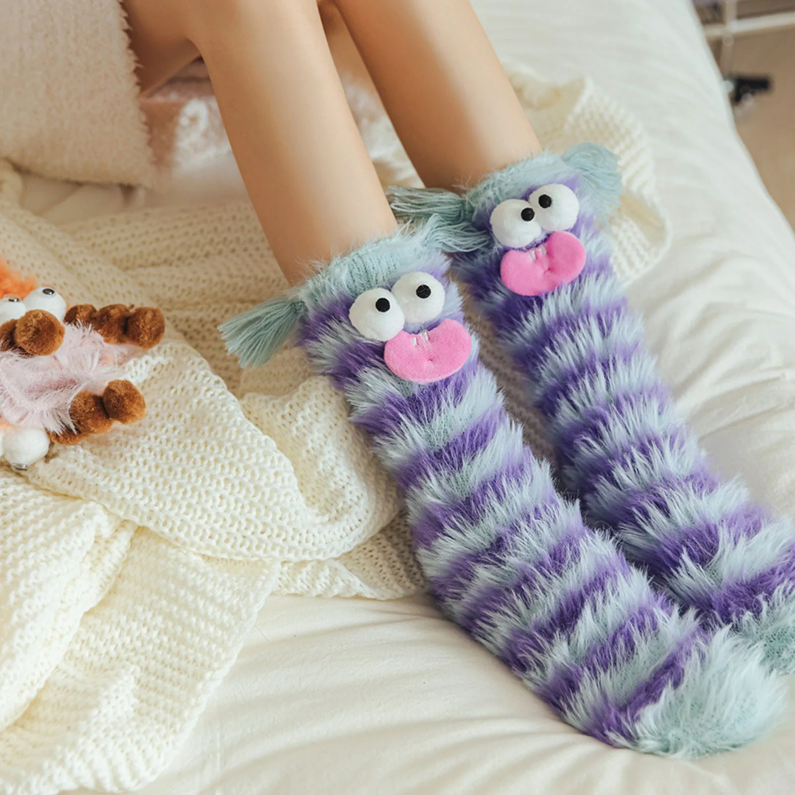 

Fall and Winter Funny Warm Cozy Puffy Cartoon Socks Soft and Comfy Sleeping Socks Cute Plush Sock For Girls And Women