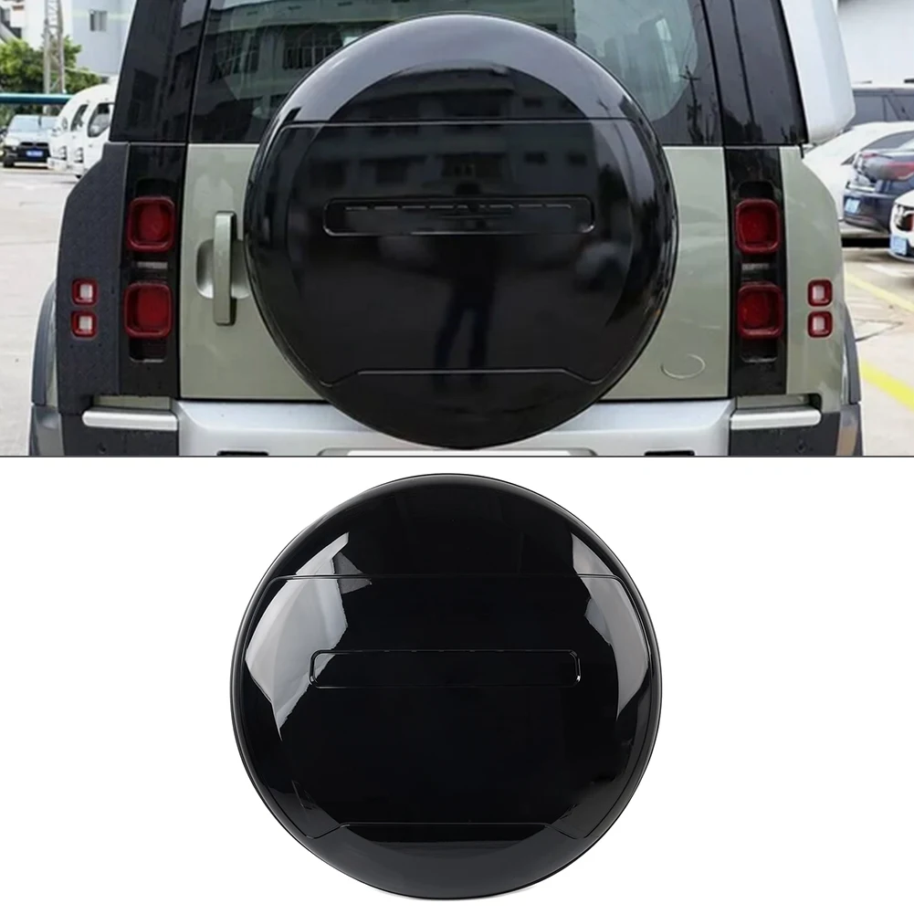 VPLEW0143 Rear Spare Tire Wheel Cover Cap 1pc For Land Rover Defender 2020-2023 2024 ABS Glossy Black