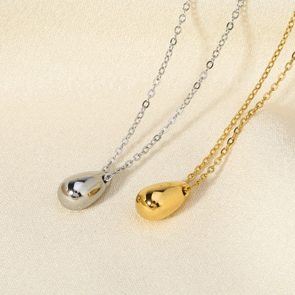 

Minimalist Waterdrop Pendant Necklace Classic Smooth Surface Stainless Steel Charms Clavicle Chain for Women Fashion Jewelry