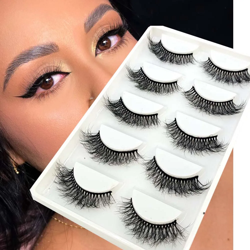 NEW 5 Pairs Multipack 3D Mink Lashes False Eyelashes Handmade Wispy Fluffy Fake Lash Natural Eye Makeup Tools Faux Eye Lashes