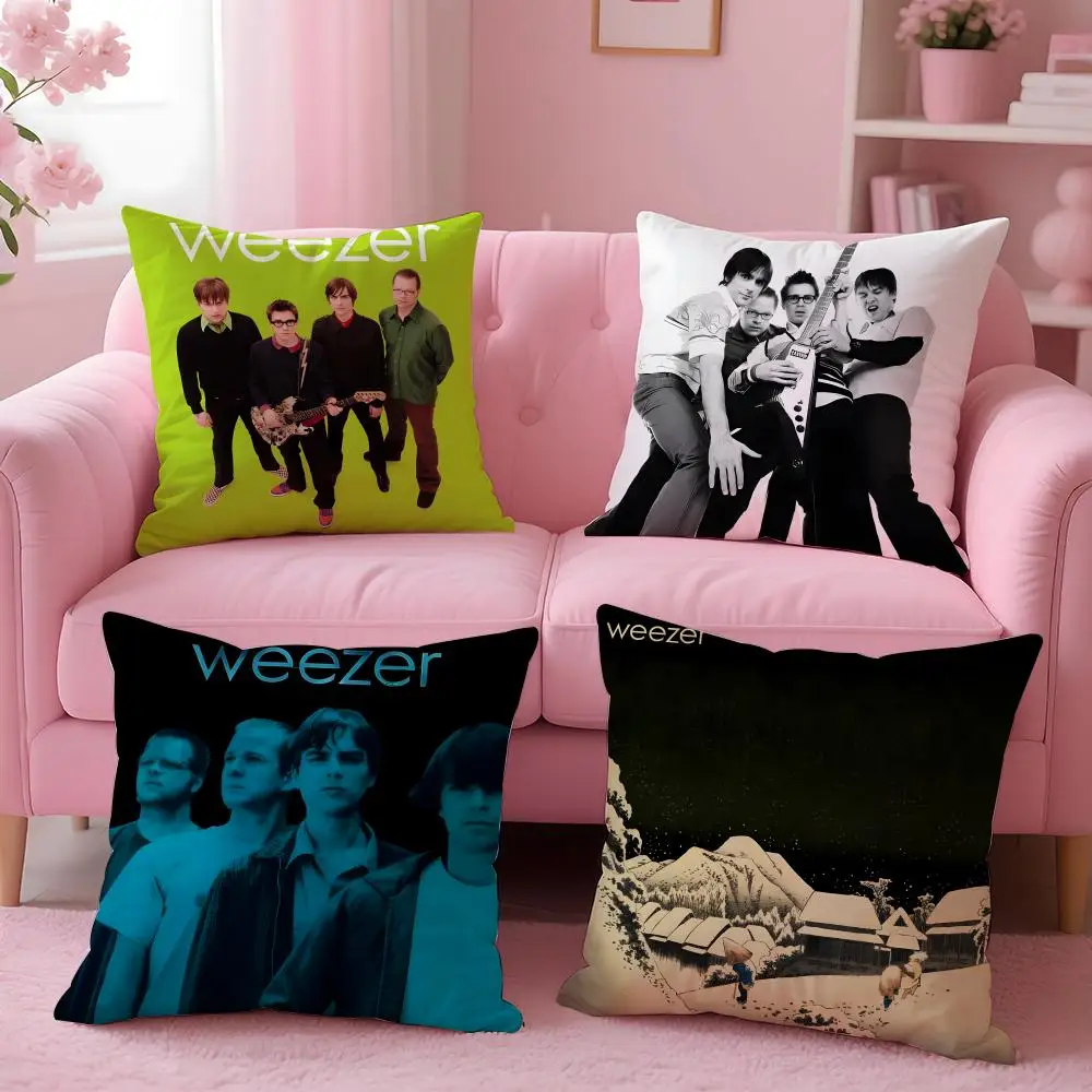 Band W-Weezer Cushion Cover Breathable Linen Pillowcase Summer Odorless Eco-Friendly Invisible Zipper Washable