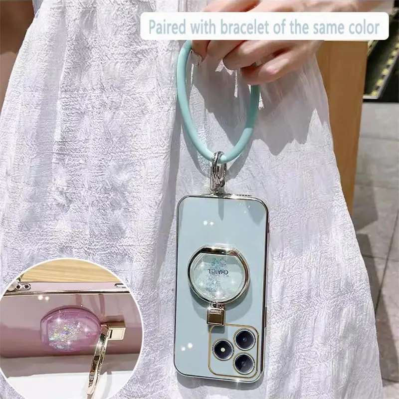 C63 Perfume Bottle Plating Phone Holder Case For Realme C63 C53 C51 C65 C55 C67 C61 Shatterproof Soft Back Cover