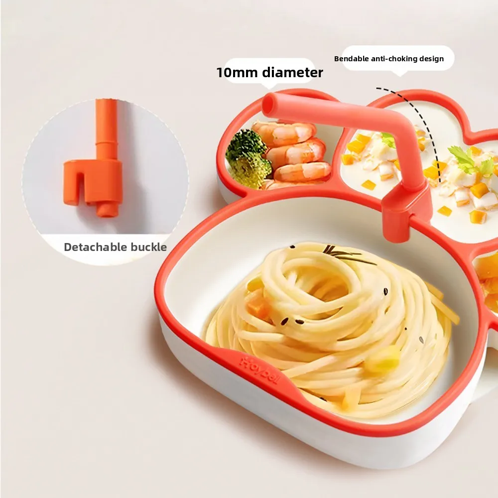 Piatto piano antiscivolo con aspirazione zampa di gatto Piatto di aspirazione in silicone diviso durevole senza BPA Stoviglie per alimentazione robusta e impermeabile