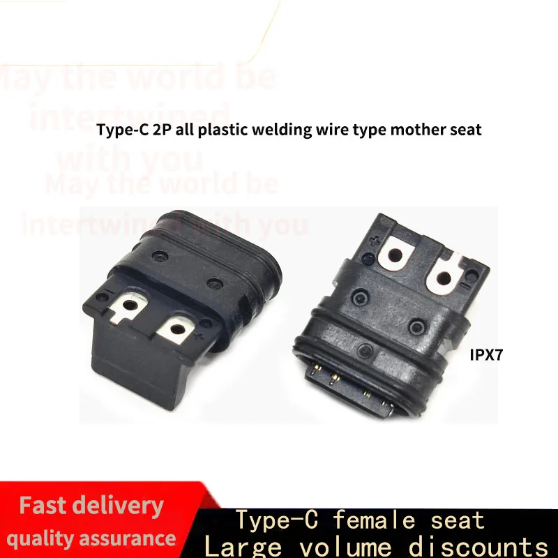 Type-C 2Pin strip steel single-sided terminal tongue exposed - IPX7 waterproof welding wire charging shaver power connector