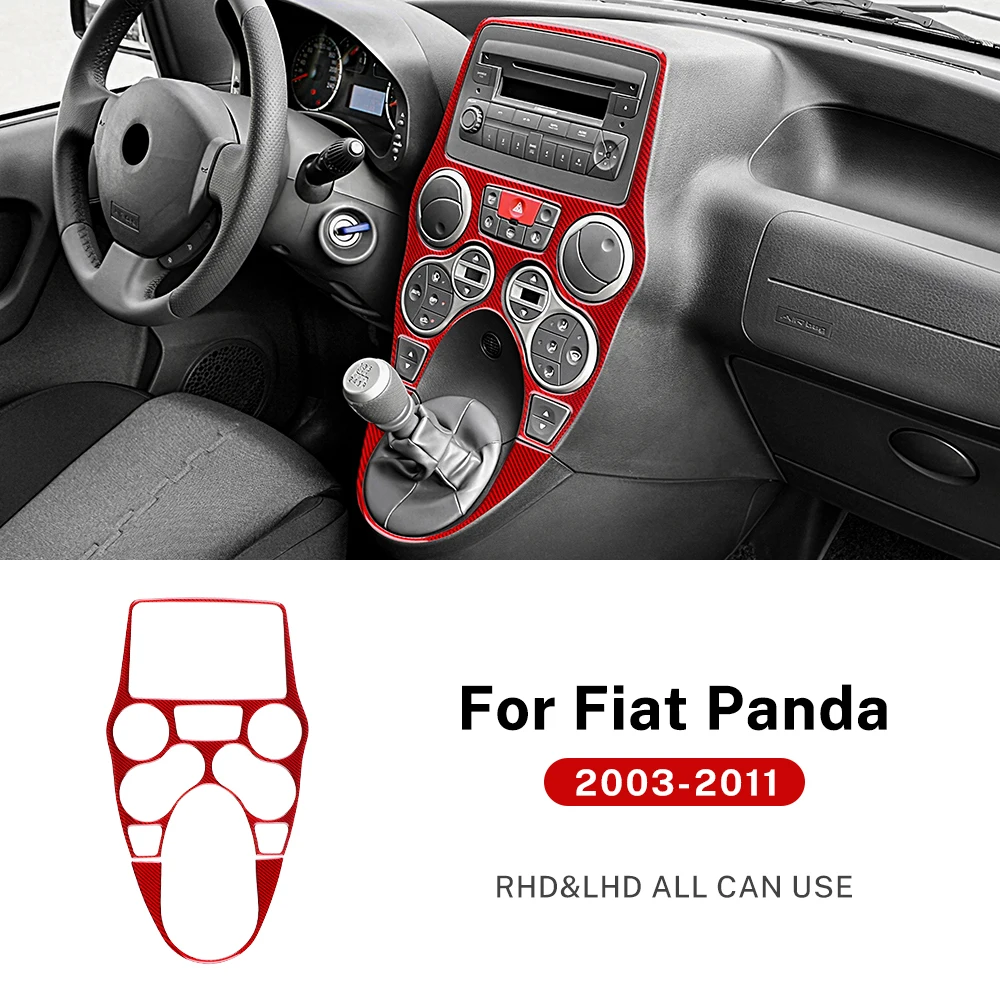 Car Carbon Fiber Stickers For Flat Panda 2003-2011 Center Console Panel Gear Shift Frame Trim Auto Decoration Protector Sticker