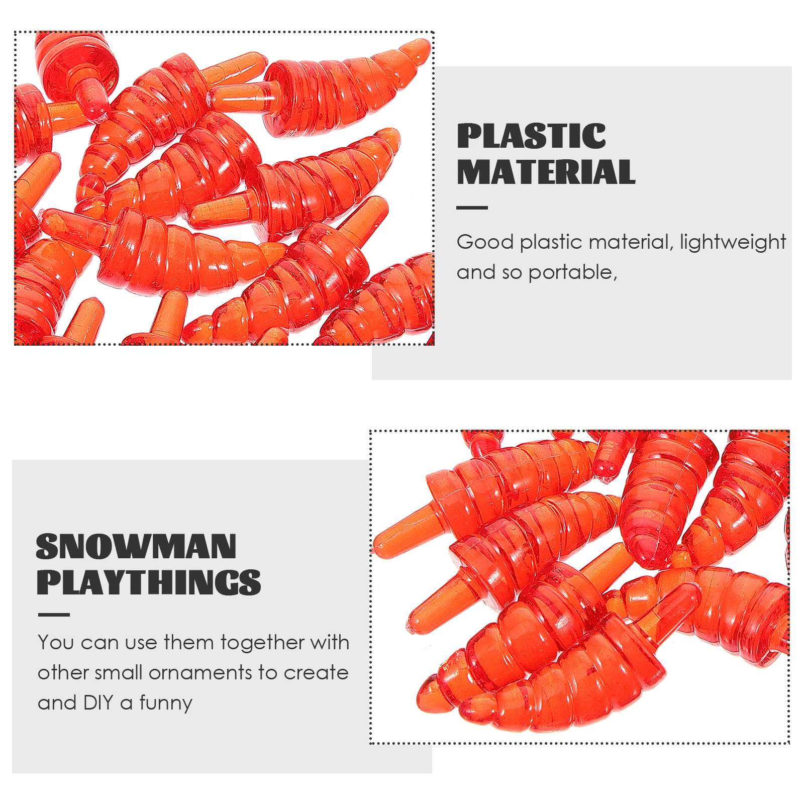 

100 Pcs Christmas Decor Plastic Snowman Nose Making Material Craft Supplies Carrot Diy Orange for Parts Crafts