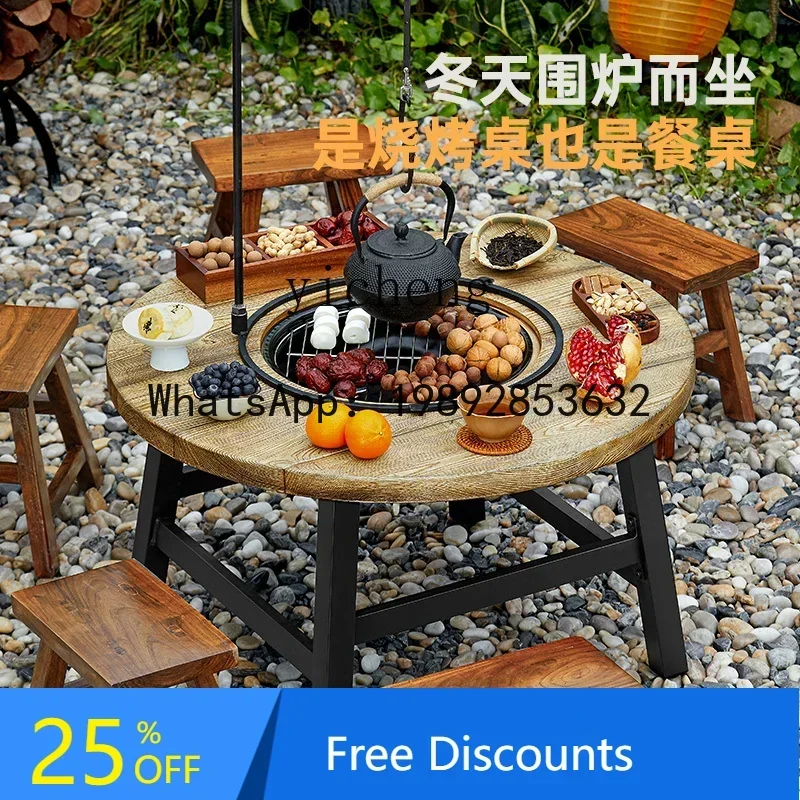 

A1 new enclosure tea making utensils household barbecue table imitation wood outdoor grill courtyard