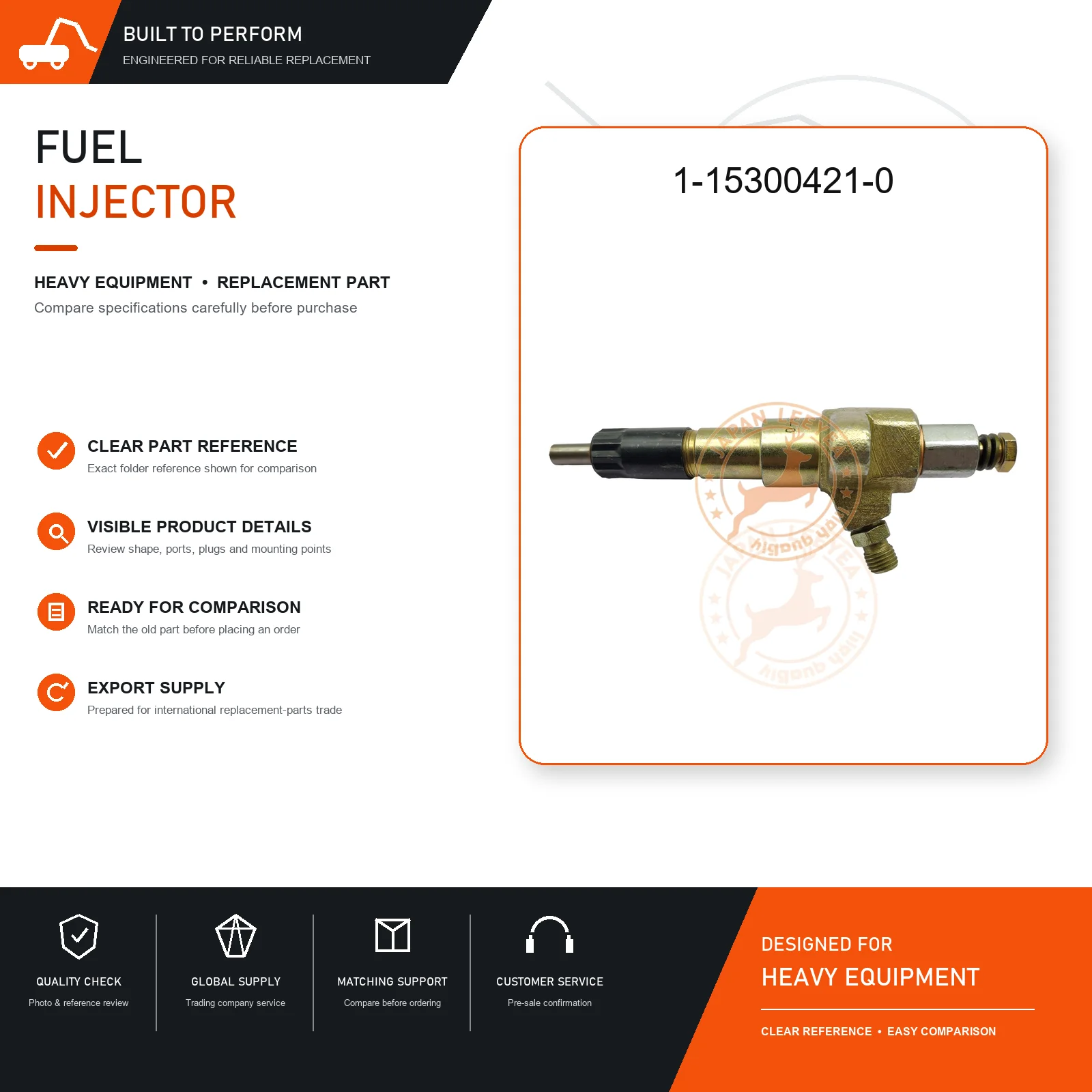 Mechanical Fuel Injector 1-15300421-0 for 6BG1T ZX230 Diesel Engine Replacement