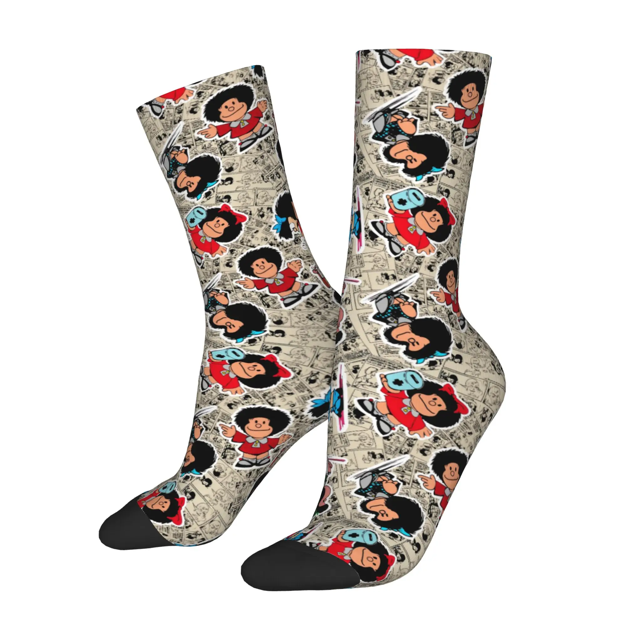 Cool Printing Cartoon Comic M-Mafalda Socks for Men Women Stretchy Summer Autumn Winter Manga Quino Crew Socks