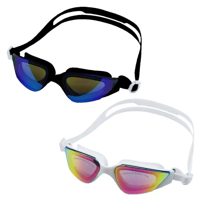 Gafas de natación antivaho para adultos, lentes transparentes para piscina, sin fugas, diseño colorido, hombres, mujeres, adultos y adolescentes