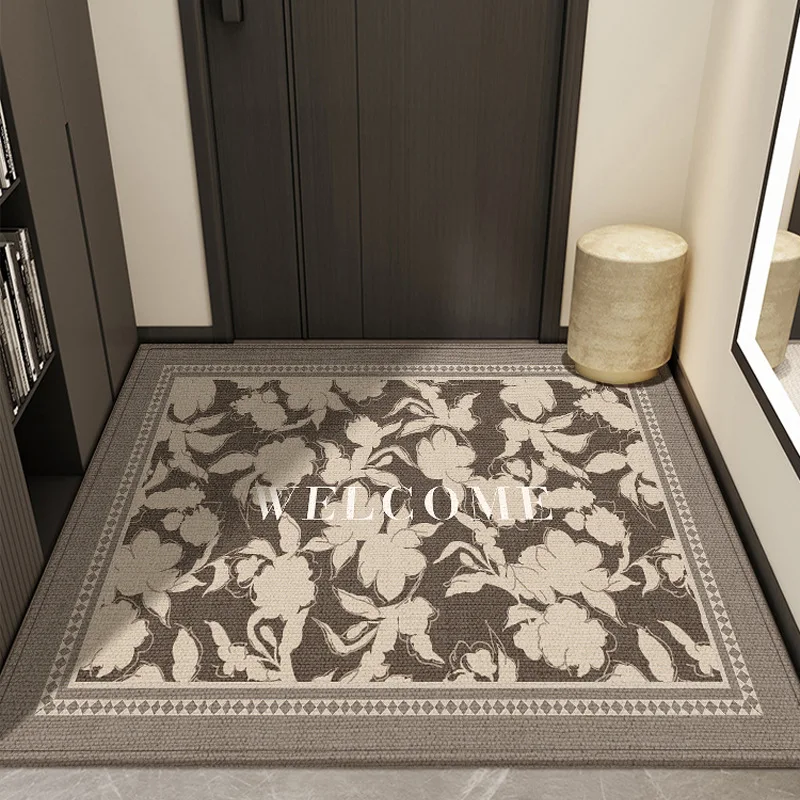 VIKAMA Nordic Simple Flower Living Room Entrance Door Dust Carpet Ring Velvet Waterproof, Dirt-Resistant, Easy Clean Home Decor