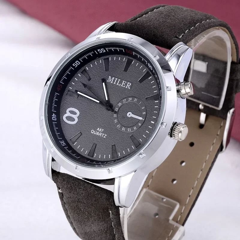 MILER Watches Men Sports Watches Fashion Leather Band Quartz Wristwatches Men Military Watches horloge heren relogio masculino