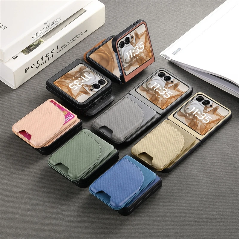 Split Magnetic Card Slot Leather Phone Case For Motorola Razr 60 Ultra Flip Wallet Kickstand Cover For Moto Razr 60 40 50 Ultra