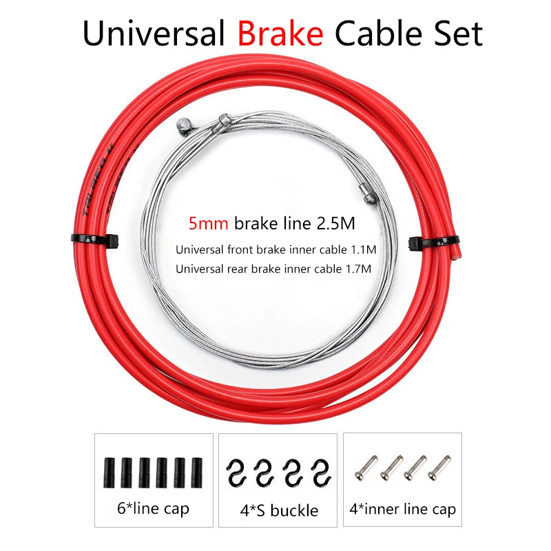 1 Set Universal Bicycle Brake Cable and Housing Kit for MTB Mountain Bike Derailleur Shifter Lever Cable with Bike Cable Cap