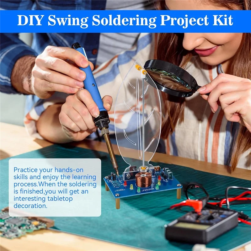 

Welding Practice Kit, Electromagnetic Swing Welding Kit Leaf Shape Pendulum Needle With LED Light Kit,For Decoration