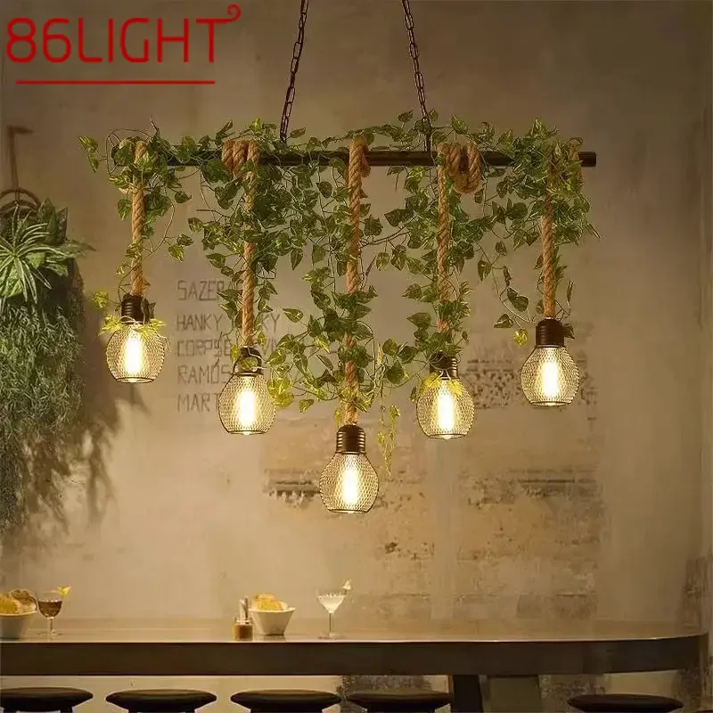 86LIGHT American Country Pendant Lamp Retro Creativity Plant Music Restaurant Cashier Counter Bar Cafe Milk Tea Shop Chandelier