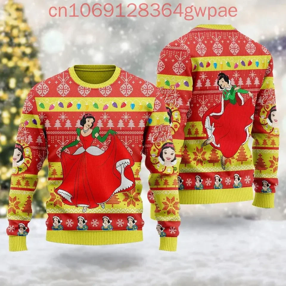 Snow White and 7 Dwarfs Christmas Sweater Men's Women's 3d Print Ugly Sweater Disney Princess Ugly Christmas Sweater Tops