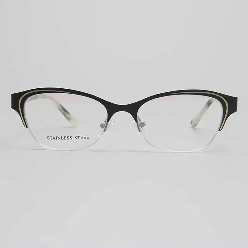

Женские полосатые очки из нержавеющей стали для близорукости, оправа для очков по рецепту, модные круглые оптические очки S6831