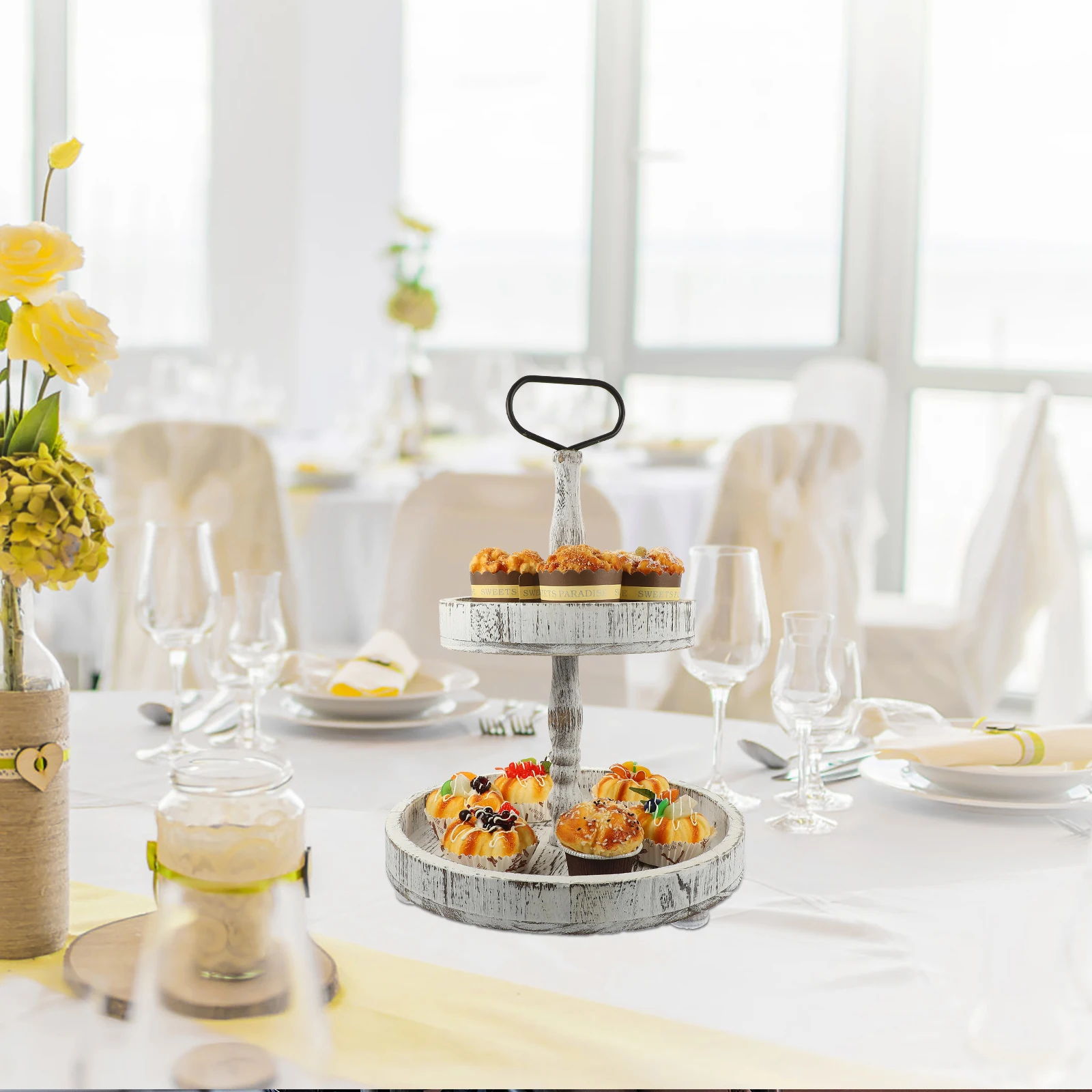 

Wooden Cake Tray Tiered St Round Kitchen Centerpiece Table Iron Farmhouse Coffee Tray Parties Weddings Birthdays Restaurants