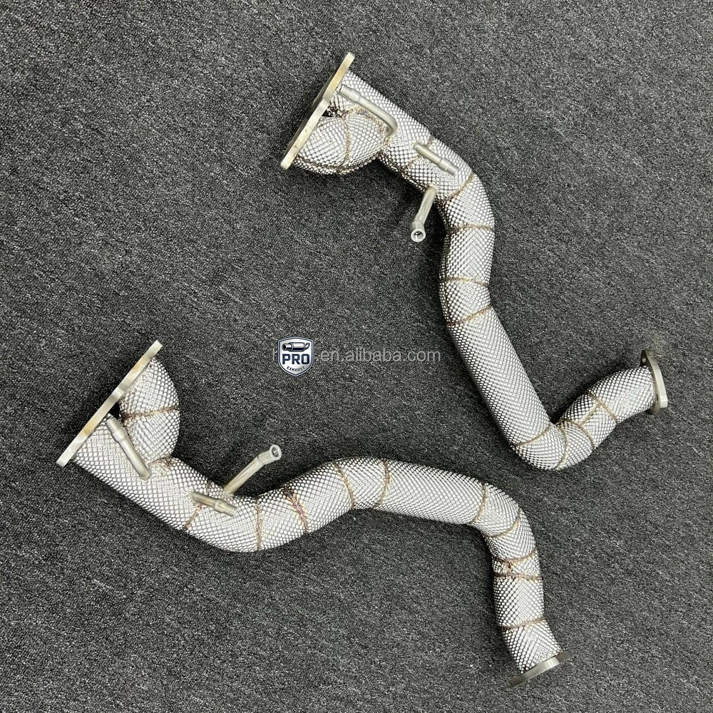 PRO High Flow Downpipe Exhaust for Porsche 718 GT4 GTS 4.0 2020+ SS304 Stainless Steel with Heat Shield
