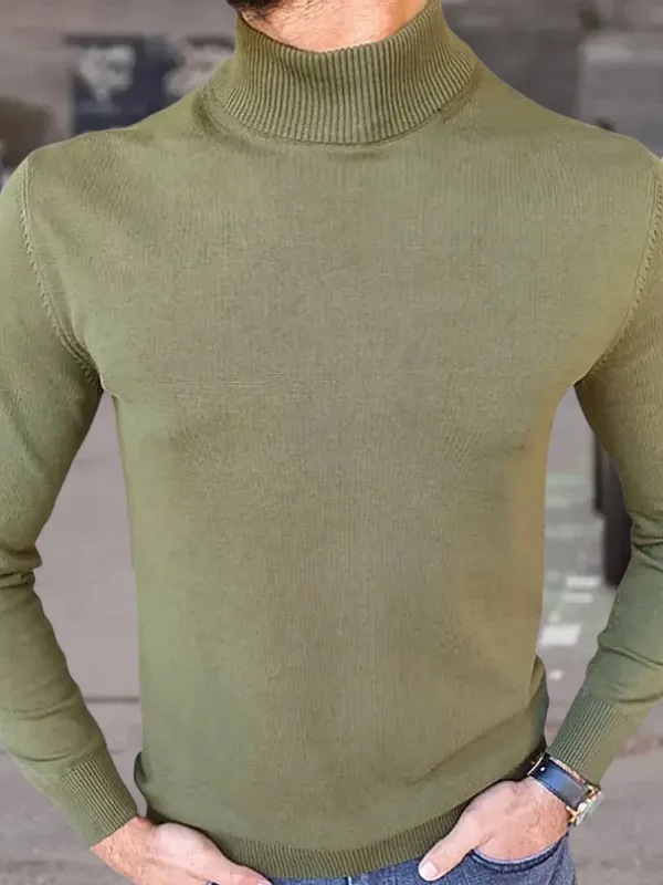 

Вязаный свитер High Ne Long Sve, мужской облегающий однотонный повседневный свитер из модала, акриловое волокно, hine Waable