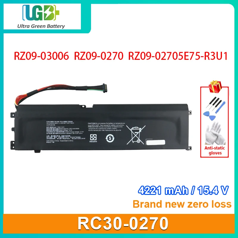 

UGB New RC30-0270 Laptop Battery For For Razer Blade 15 Base Stealth 2018 Series RZ09-03006 RZ09-0270 RZ09-02705E75-R3U1 15.4V