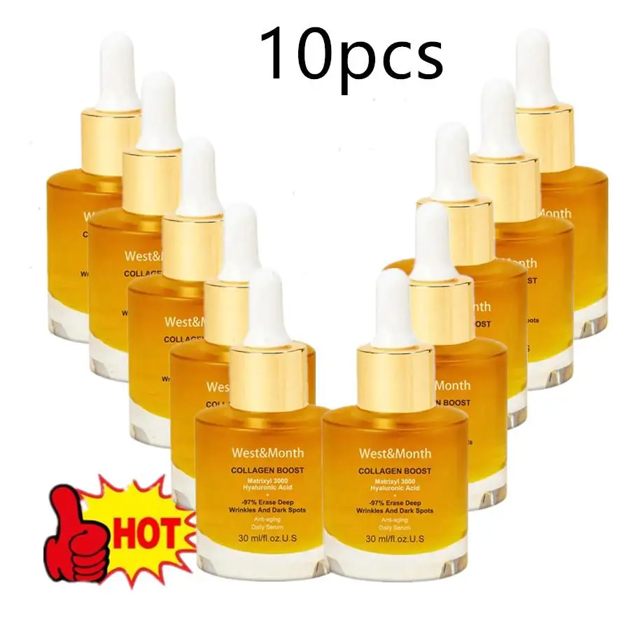 10PCS West&Month Advanced Collagen Boost Anti Aging Serum Face Mosturizure Tightening Lifting Collagen Face Serum for All Skin