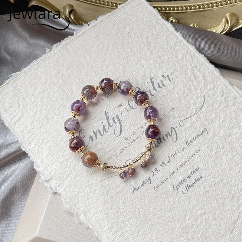 JEWLARA Jewelry DIY Purple Ghost Stone Bracelet Women's Light Luxury Natural Crystal Bracelet High-end Original Niche Jewelry