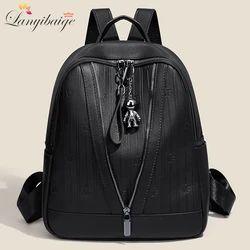 Multifunction Backpack Women Soft PU Leather Backpack Large Capacity School Bags for Girls New Fashion Female Bagpack Mochila