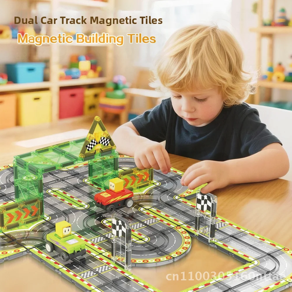Kolorowe okno Mocne magnetyczne klocki konstrukcyjne Tor Zabawka edukacyjna dla dzieci Zestaw do składania Ruch drogowy w mieście Budowa Amazon