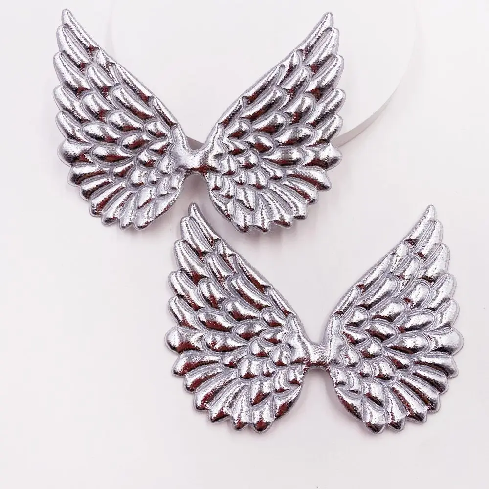 Colorful Glitter PU Big Angel Wings Patches Wedding Appliques for Clothing DIY Hair Clip Accessories Craft E40