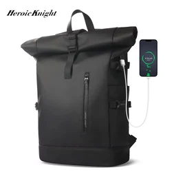 Heróico cavaleiro mochila masculina à prova dwaterproof água roll top mochila feminina viagem expansível carregamento usb grande capacidade bolsa para portátil